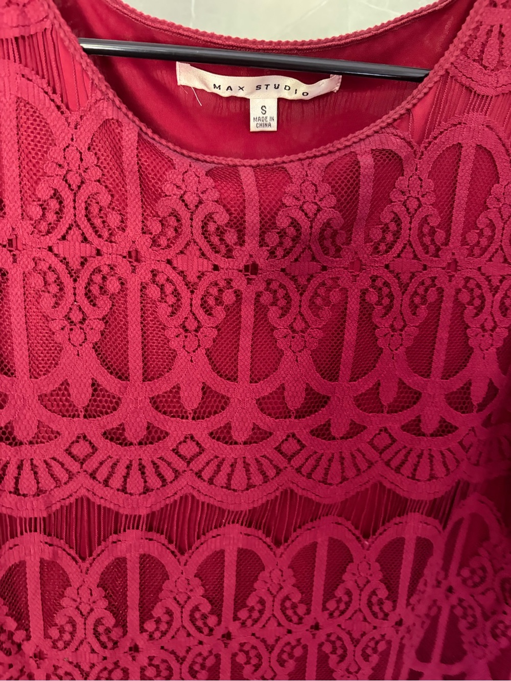 Max Studio Raspberry Red Lace Mini Dress - Picture 2 of 4